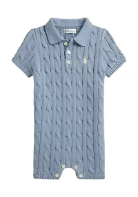 Baby Boys Cable-Knit Cotton Polo Shortall