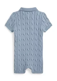 Baby Boys Cable-Knit Cotton Polo Shortall