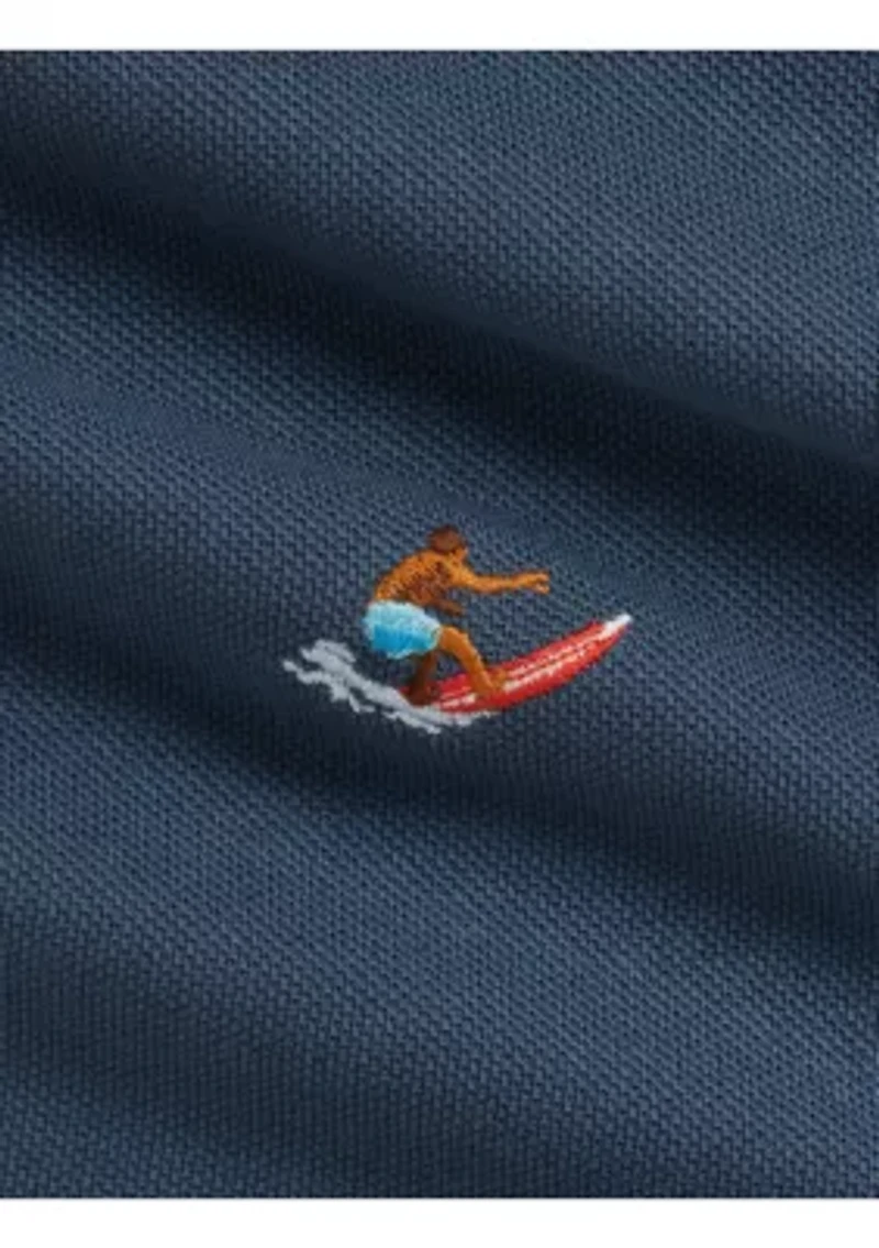 Baby Boys Embroidered Cotton Mesh Polo Shortall