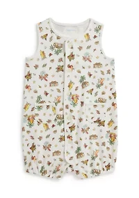 Baby Boys Polo Bear Cotton Bubble Shortalls