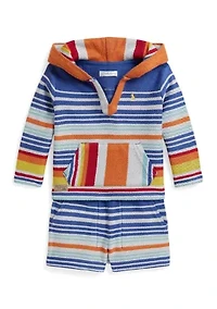Baby Boys Striped Cotton Terry Hoodie & Short