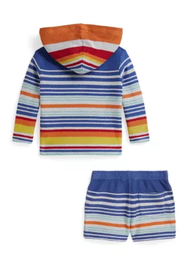 Baby Boys Striped Cotton Terry Hoodie & Short