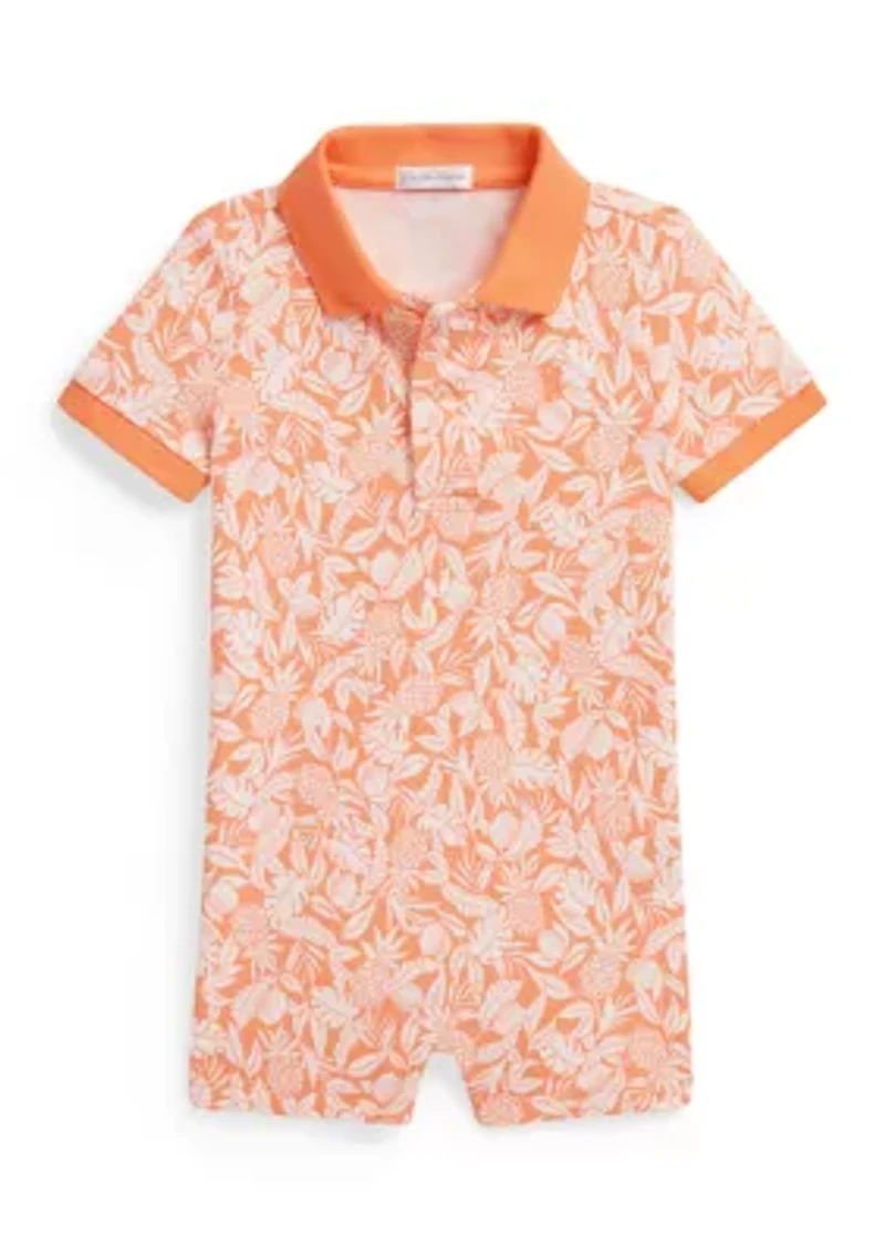 Baby Boys Pineapple Stretch Mesh Polo Shortall