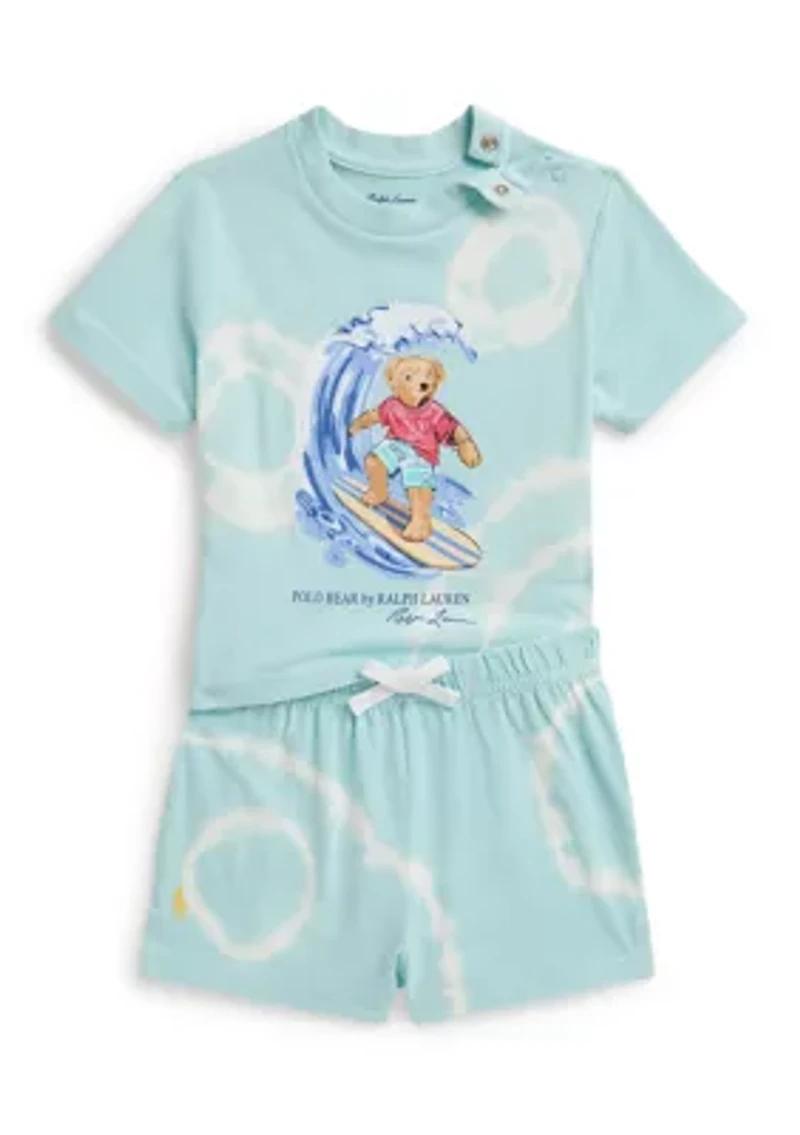 Baby Boys Polo Bear Tie-Dye Cotton Shirt & Short