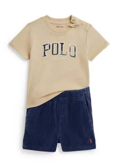 Baby Boys Madras-Logo Cotton Shirt & Corduroy Short