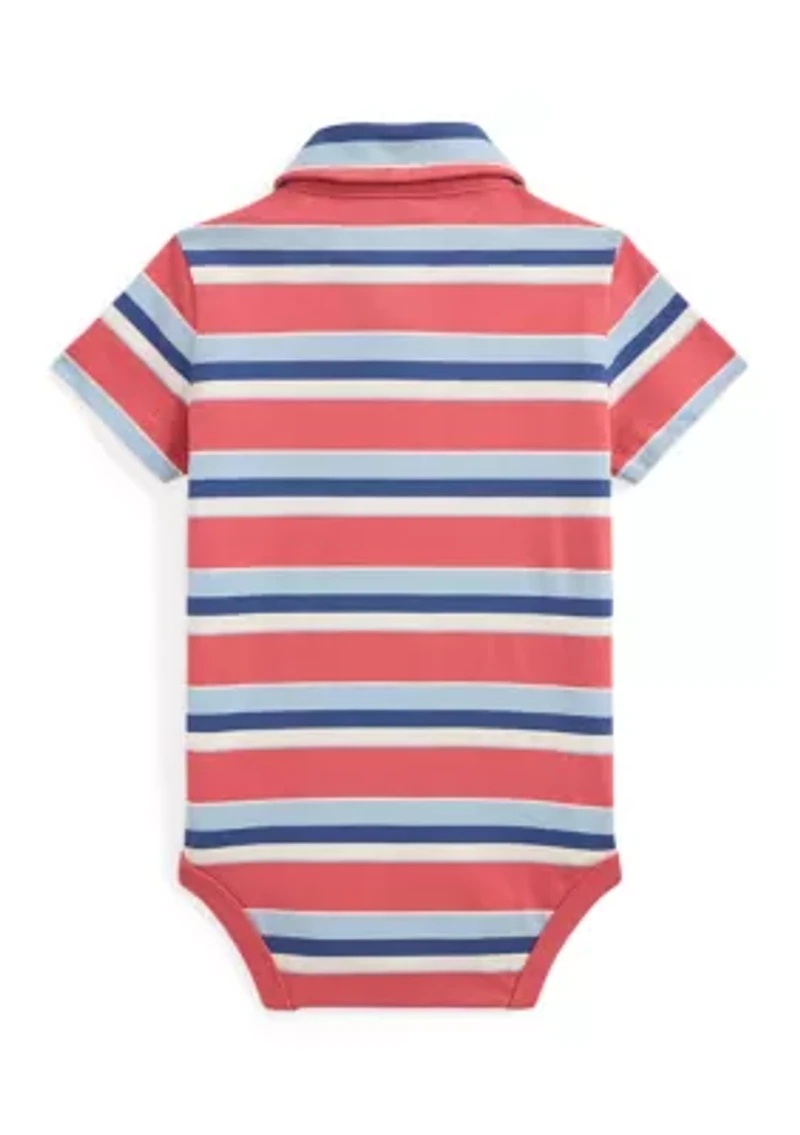 Baby Boys Striped Cotton Jersey Polo Bodysuit
