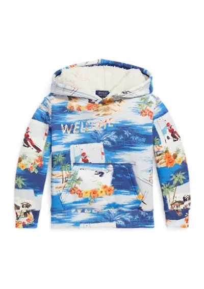 Toddler Boys Tropical Ski Print Fleece Hoodie