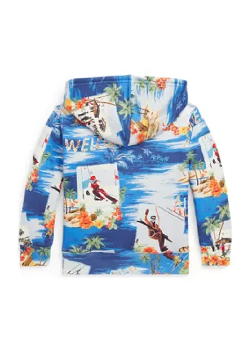 Toddler Boys Tropical Ski Print Fleece Hoodie