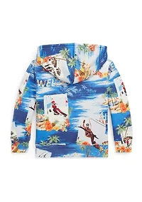 Toddler Boys Tropical Ski Print Fleece Hoodie