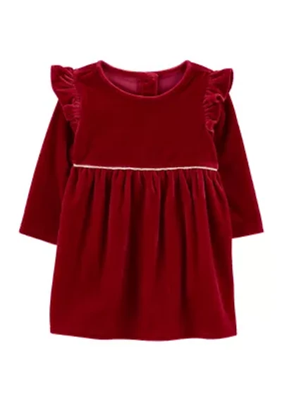 Baby Girls Stretch Velour Dress