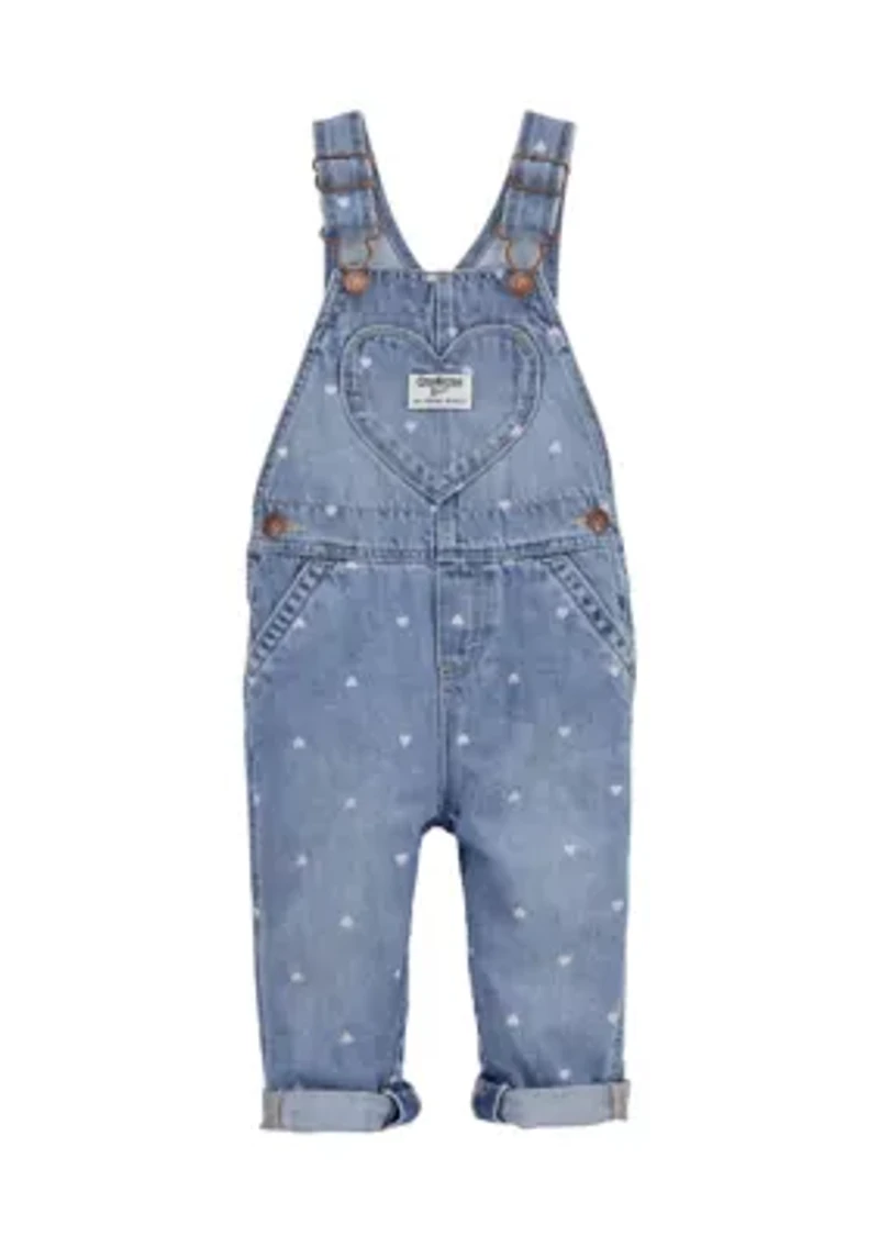 Baby Girls Denim Overalls with Hearts