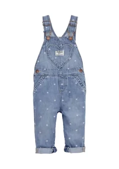 Baby Girls Denim Overalls with Hearts