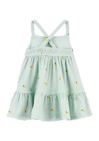 Baby Girls Sleeveless Tiered Lemon Dress