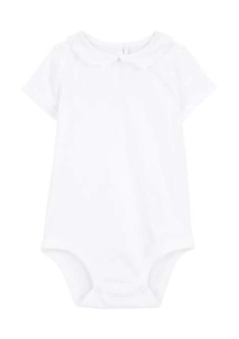 Baby Girls Short Sleeve Peter Pan Collar Bodysuit