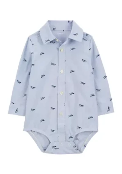 Baby Boys Long Sleeve Woven Bodysuit