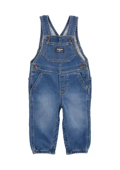 Baby Boys Knit-Like Denim Overalls