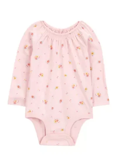 Baby Girls Long Sleeve Floral Knit Bodysuit