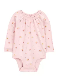 Baby Girls Long Sleeve Floral Knit Bodysuit