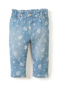 Baby Girls Printed Paperbag Jeans