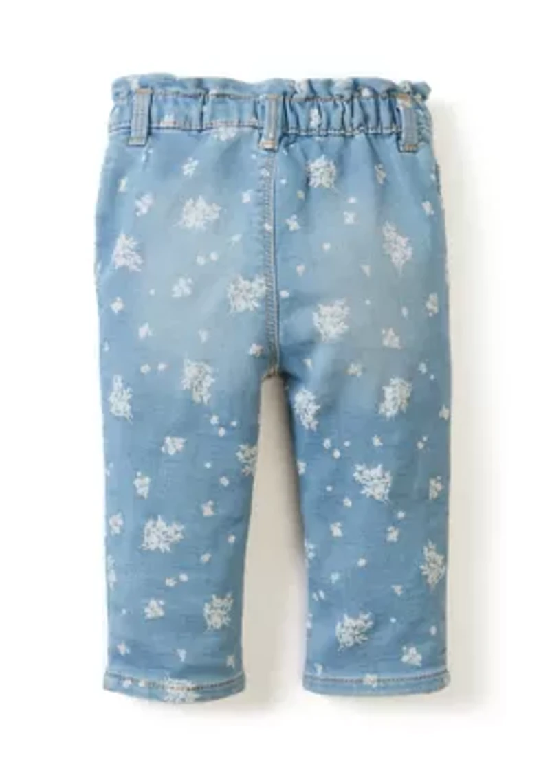 Baby Girls Printed Paperbag Jeans