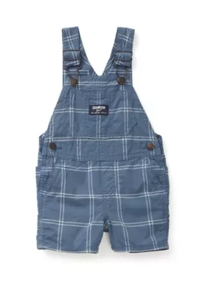Baby Boys Windowpane Printed Woven Shortall