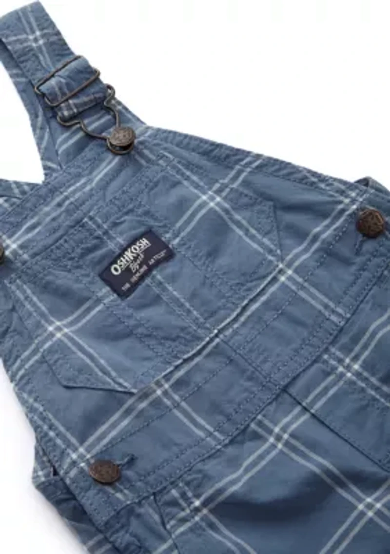 Baby Boys Windowpane Printed Woven Shortall
