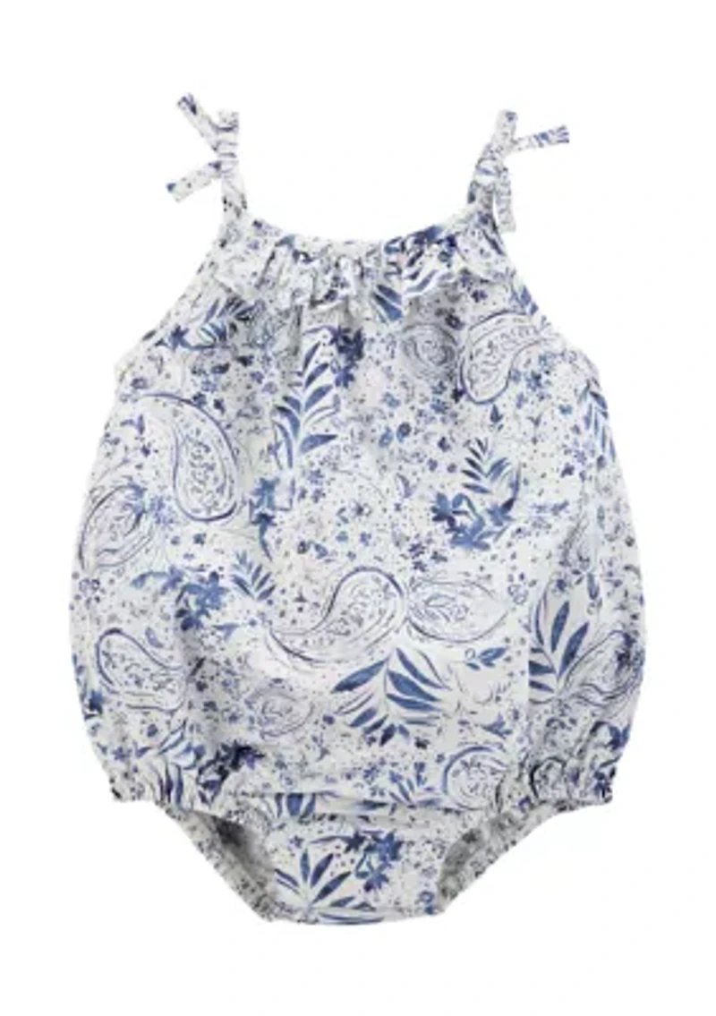 Baby Girls Woven Bubble Romper