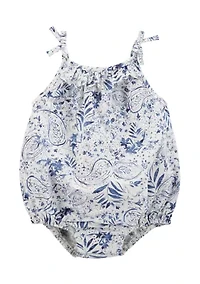 Baby Girls Woven Bubble Romper