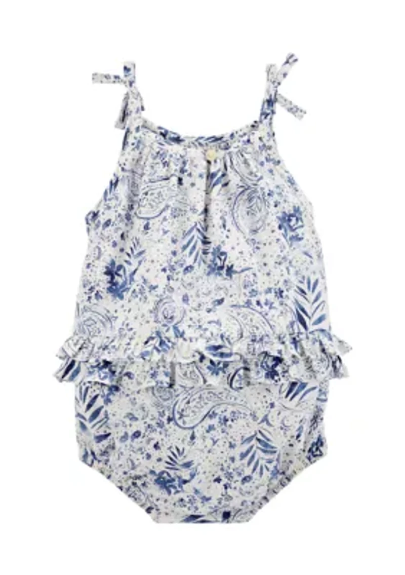 Baby Girls Woven Bubble Romper