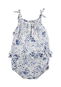Baby Girls Woven Bubble Romper