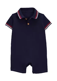 Baby Boys Romper with Stripe Trim
