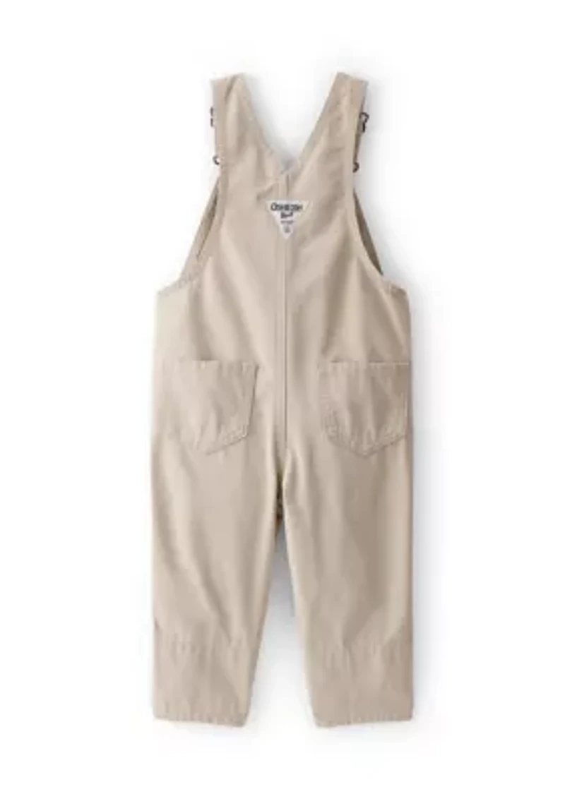 Baby Girls Lightweight Floral-Lined Canvas Overalls