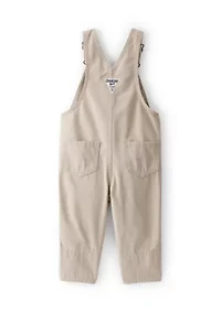 Baby Girls Lightweight Floral-Lined Canvas Overalls
