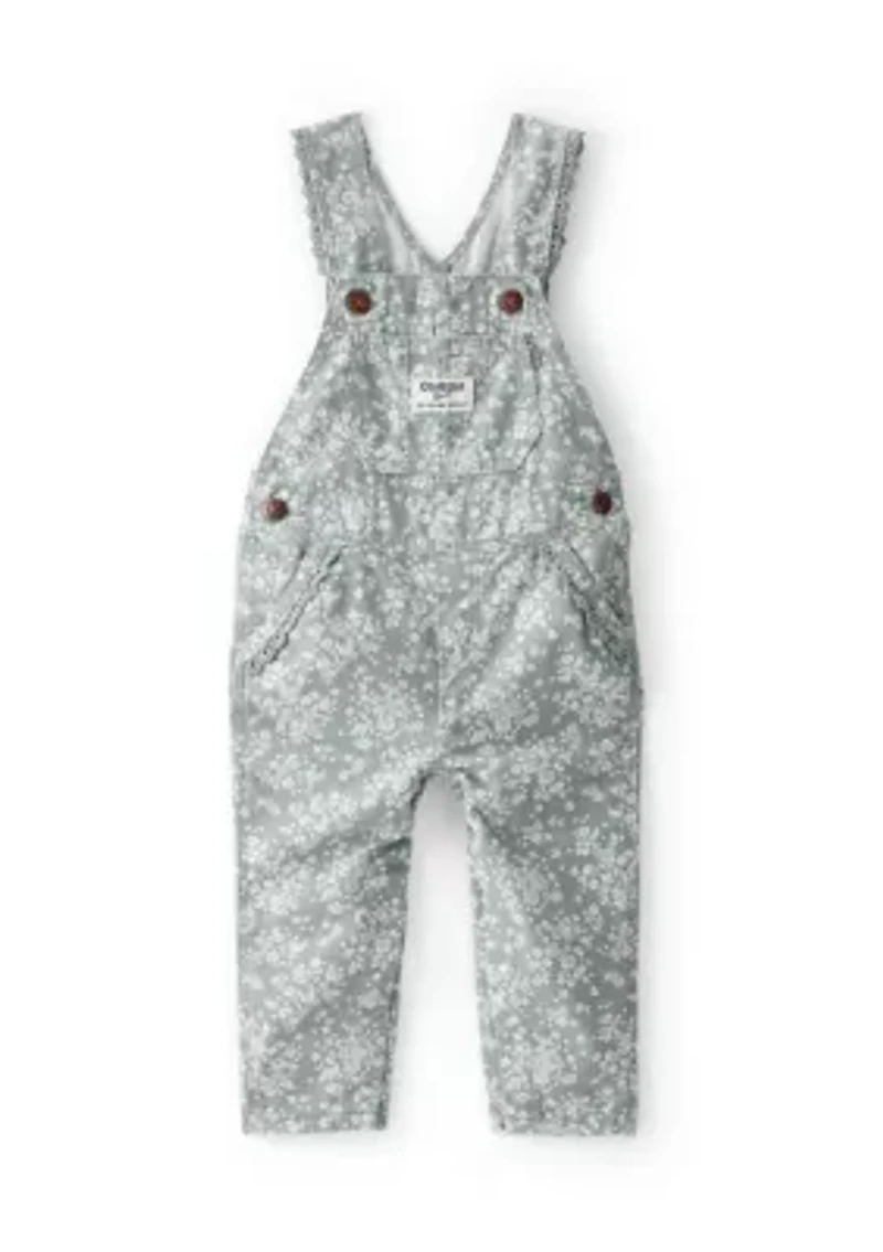 Baby Girls Floral Print Overalls