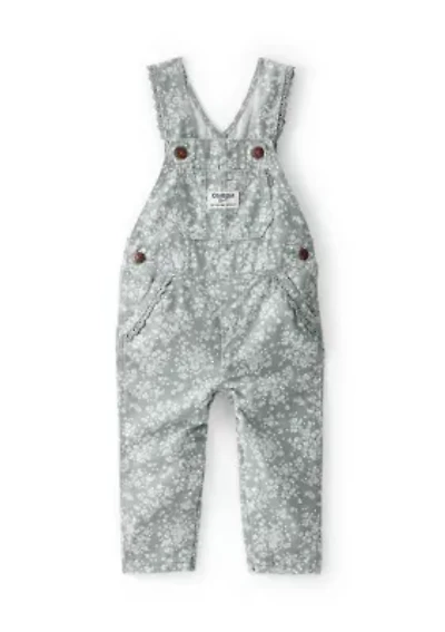 Baby Girls Floral Print Overalls