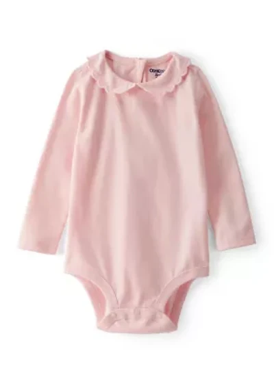 Baby Girls Scalloped Collar Long-Sleeve Bodysuit