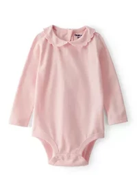 Baby Girls Scalloped Collar Long-Sleeve Bodysuit