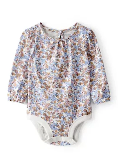 Baby Girls Floral Print Long-Sleeve Bodysuit