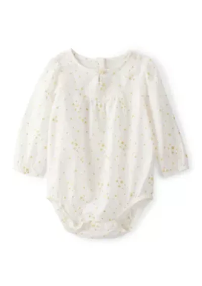 Baby Girls Star Print Cotton Long-Sleeve Fashion Bodysuit