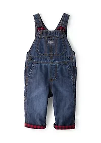 Baby Boys Buffalo Print Cotton Sleeveless Overalls