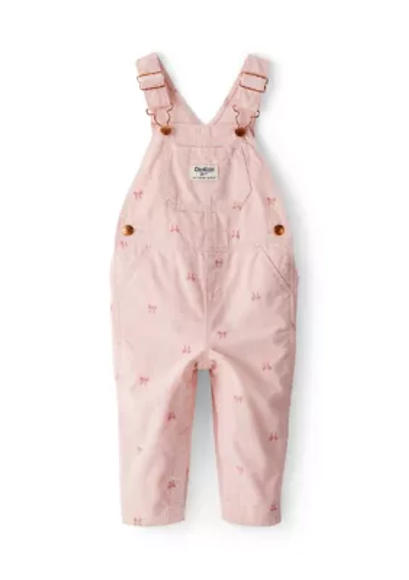 Baby Girls Bow Print Corduroy Sleeveless Overalls