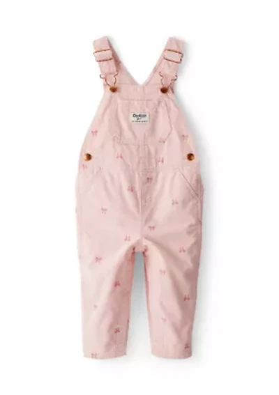 Baby Girls Bow Print Corduroy Sleeveless Overalls