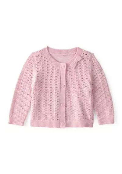Baby Girls Button Front Bow Sweater