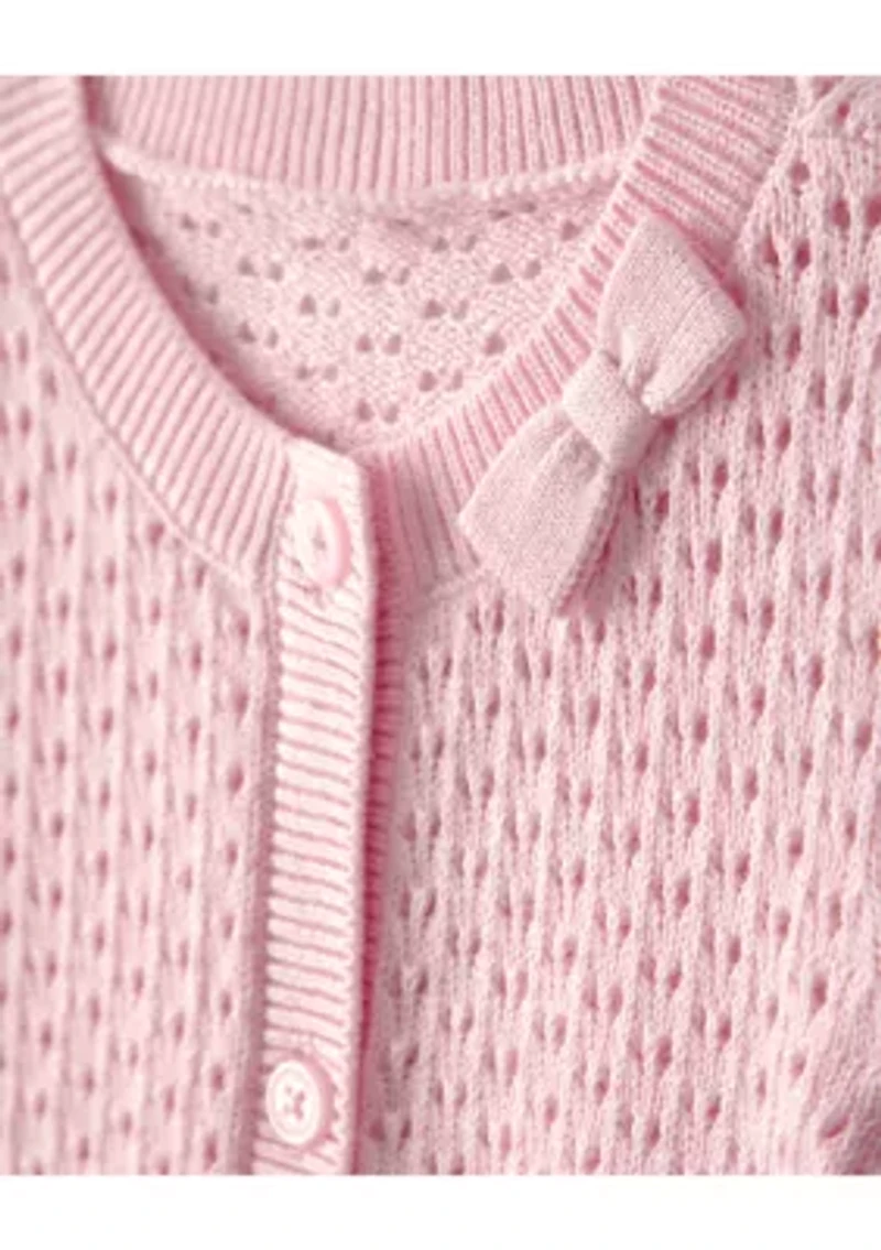 Baby Girls Button Front Bow Sweater