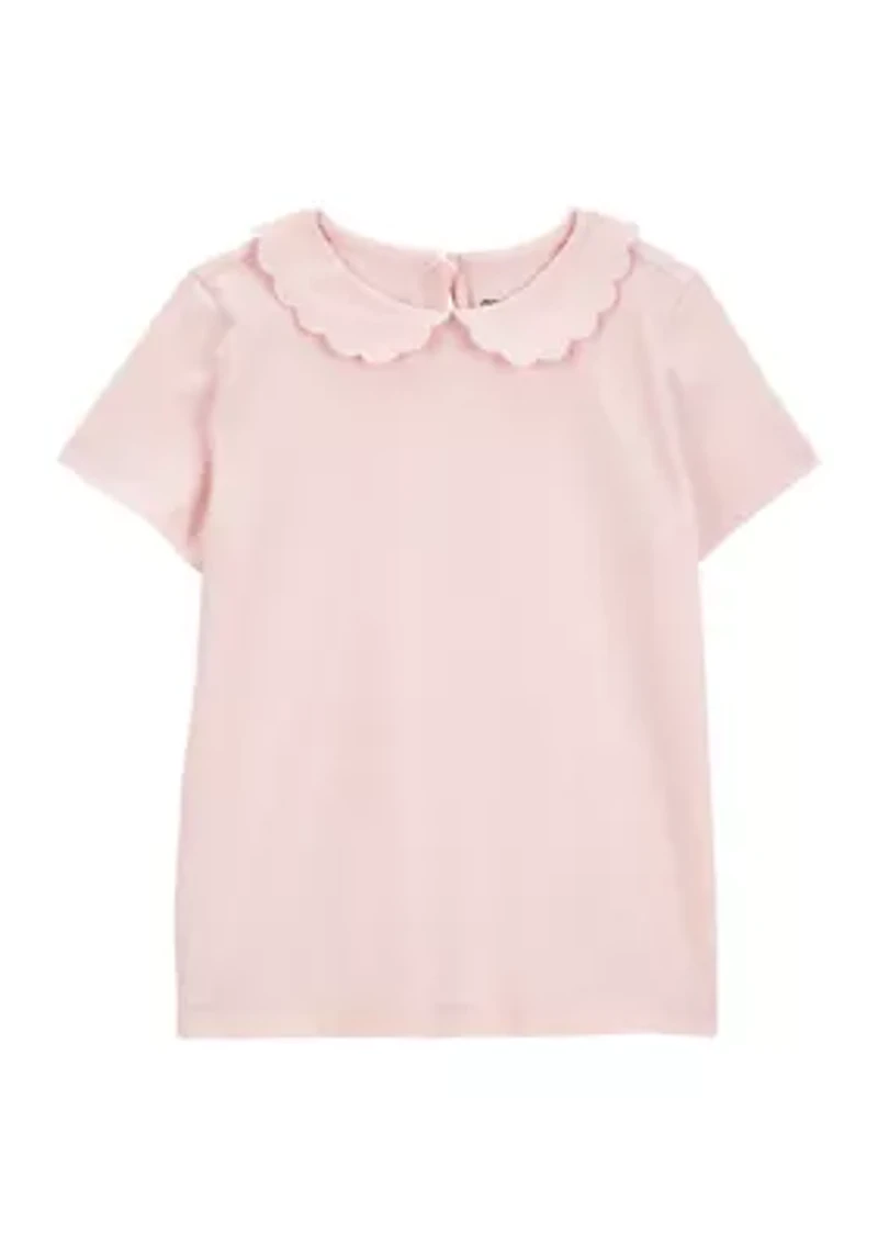 Toddler Girls Short Sleeve Peter Pan Collar Top