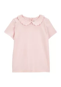 Toddler Girls Short Sleeve Peter Pan Collar Top