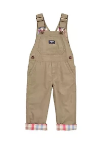 Toddler Boys Plaid Lined Overalls