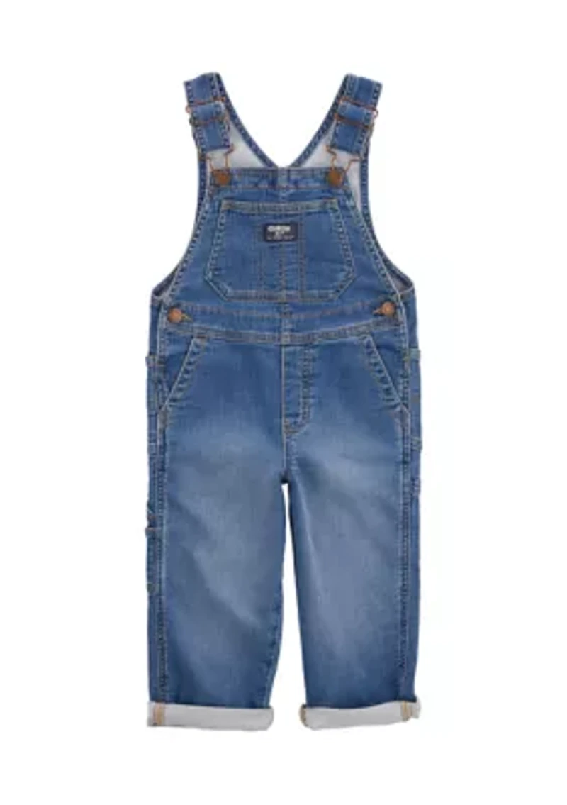 Toddler Boys Knit Denim Overalls