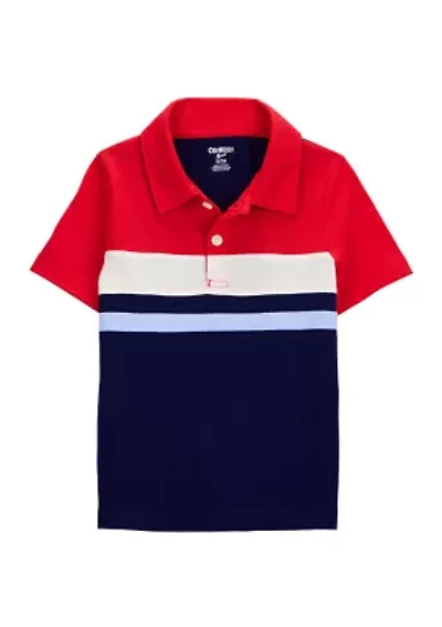Toddler Boys Color Block Striped Polo Shirt