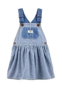 Toddler Girls Striped Cotton Chambray Jumper Dress